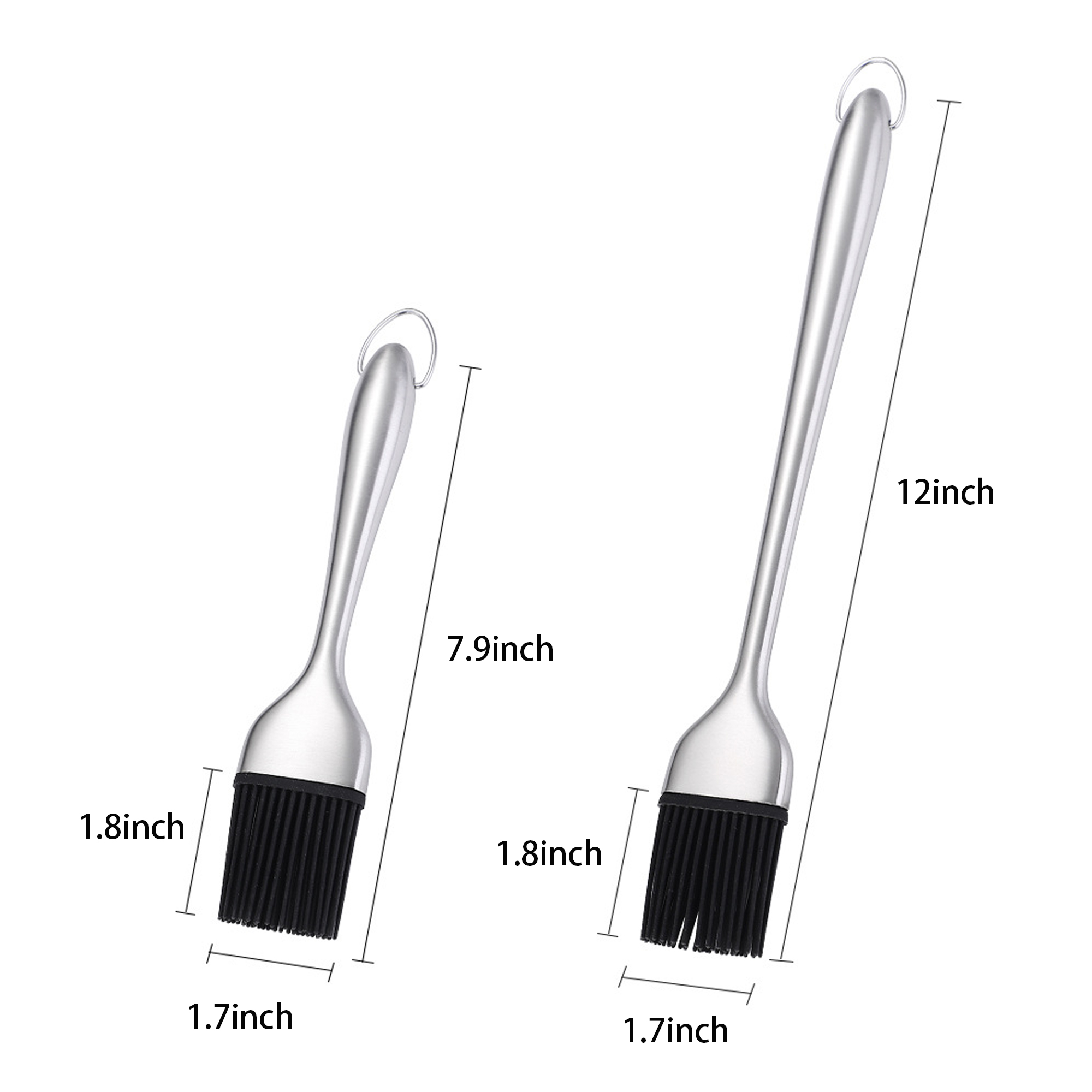 Stainless Steel BBQ Oil Brush with Heat-Resistant Silicone Head 3