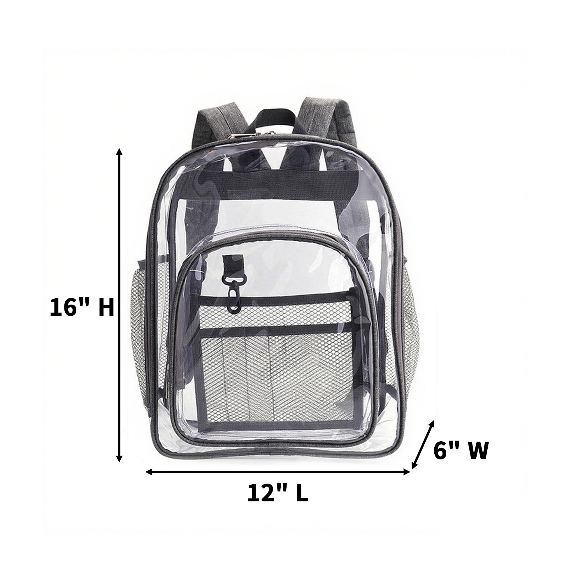 Clear Vinyl Shoulder Backpack 12" Length X 6" Width X 16" Height 7