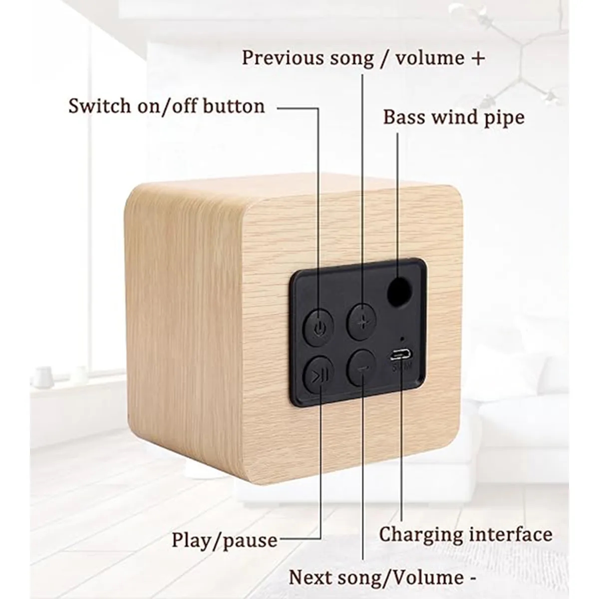 Mini Wooden Retro Portable BT Wireless USB-Powered Speaker 2