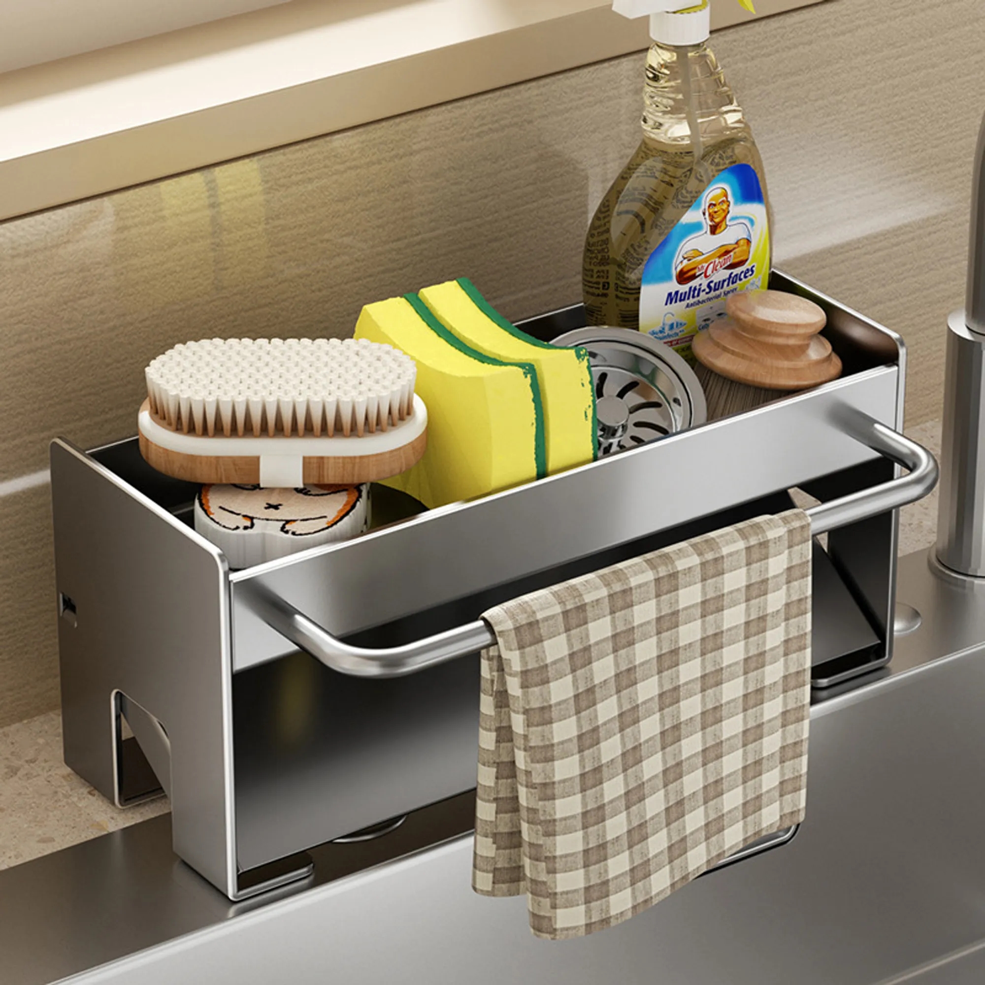 Floor-Standing Countertop Drain Rack for Sink Rags & Wipes 4