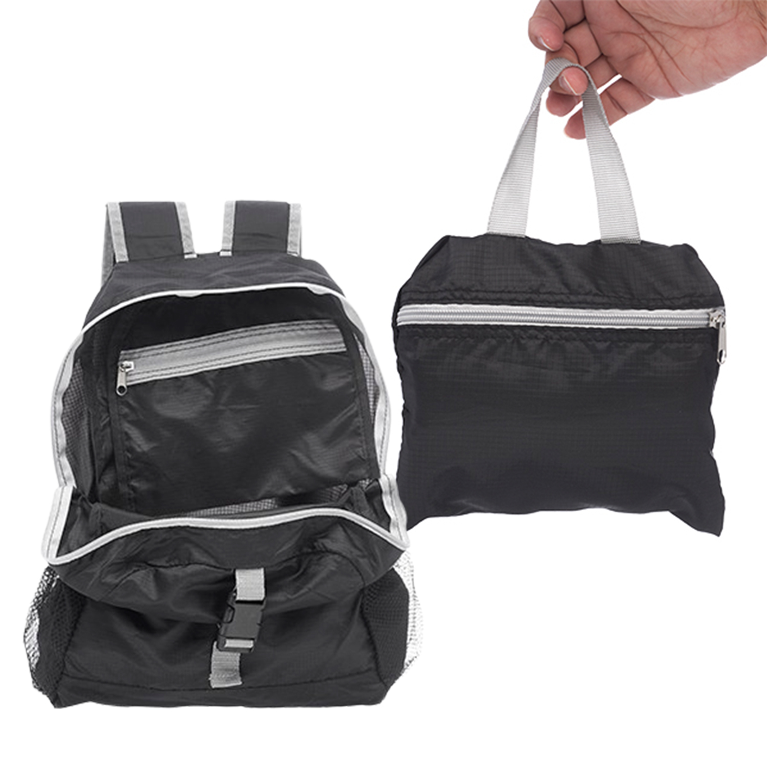 Foldable Backpack with Two Side Mesh Pockets 10