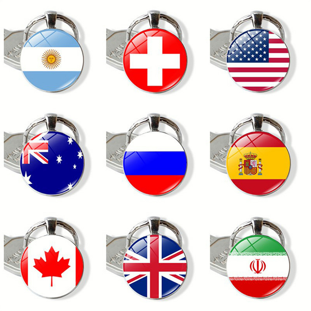 Qatar World Cup National Flag Gemstone Key Chain
