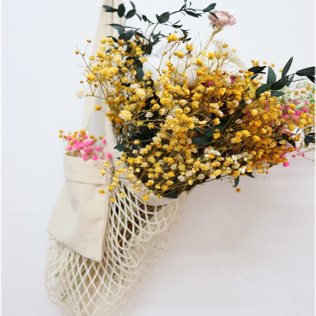 Vegetable Kitchen Cotton Net Bag w/Long Handle String & Pocket 19