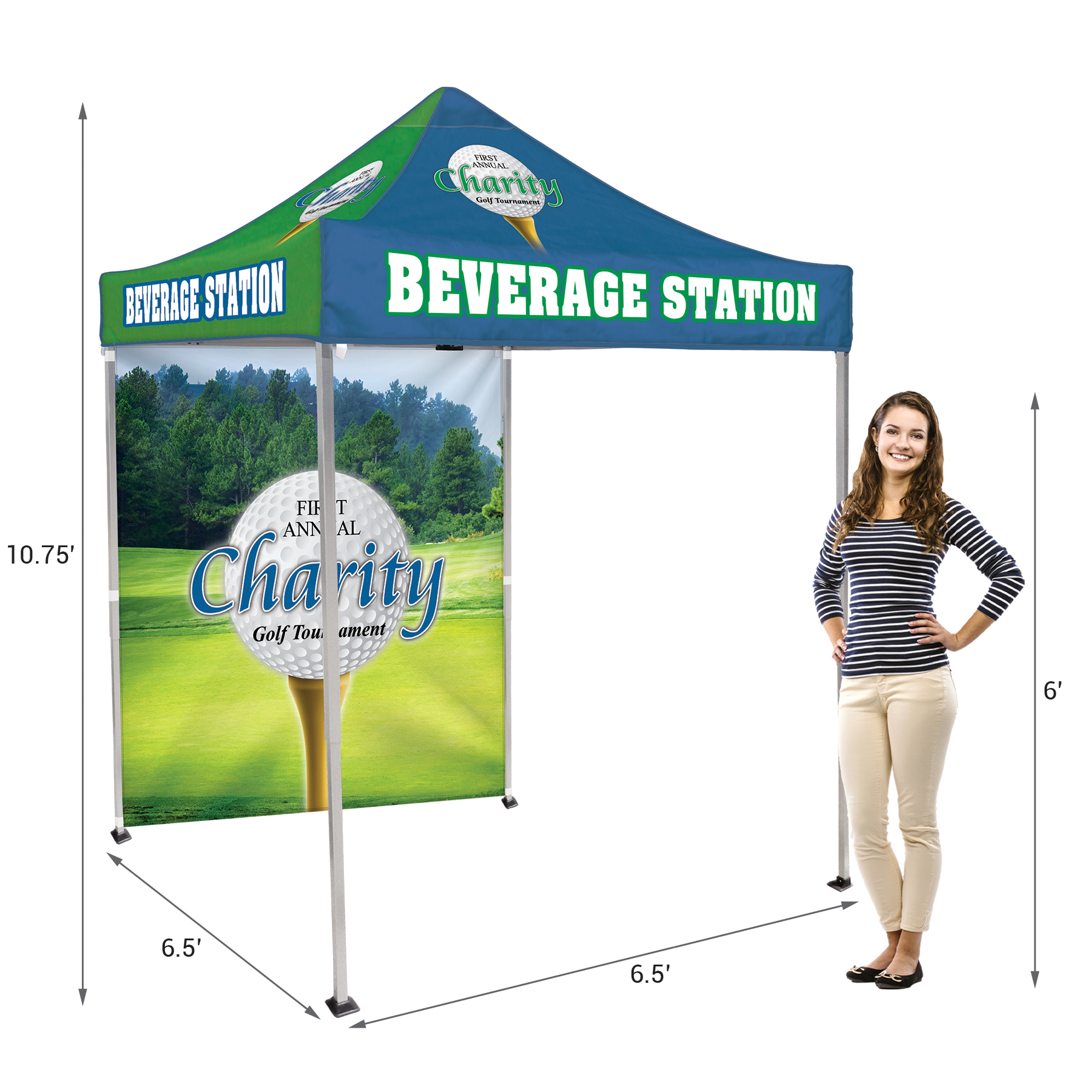 6.5' Square Canopy Tent with 1 Full Single Sided Wall 16