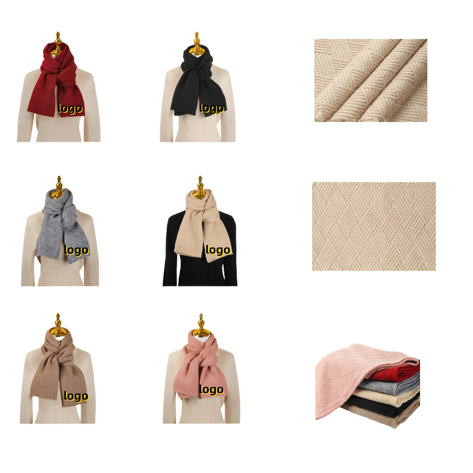 Classic Solid Color Knit Scarf 2