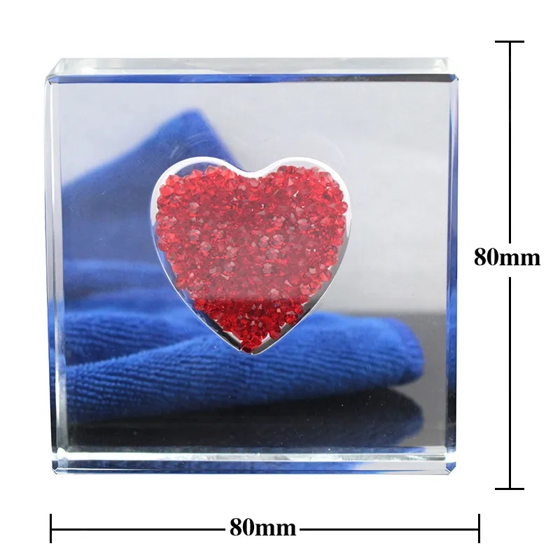 Personalised Red Crystal Heart Glass Keepsake 7