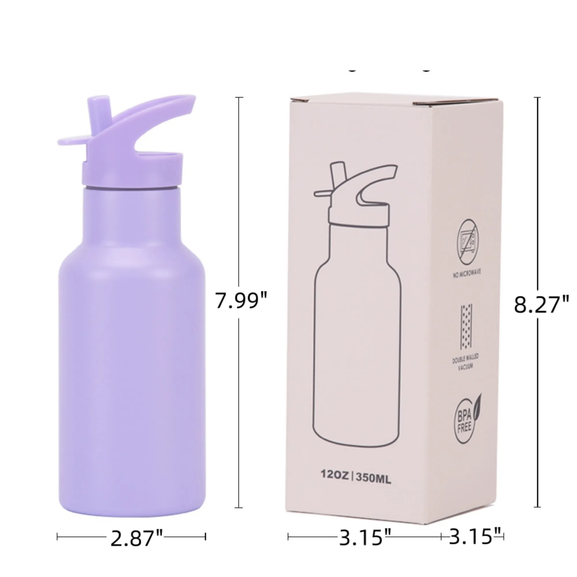 12oz Portable Outdoor 316 Stainless Steel Straw Thermos 9