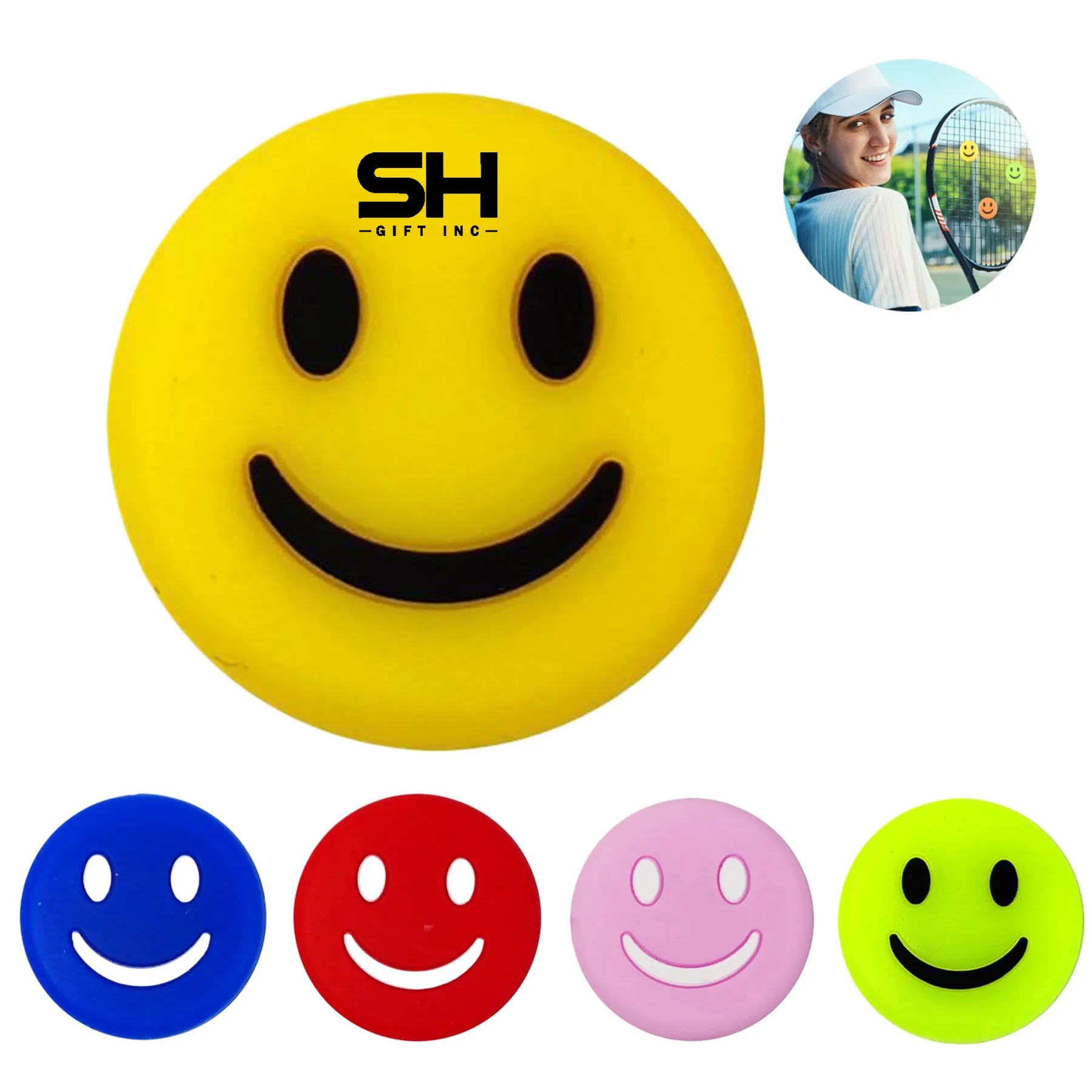 Smile Emoji Tennis Racket Vibration Dampener 3