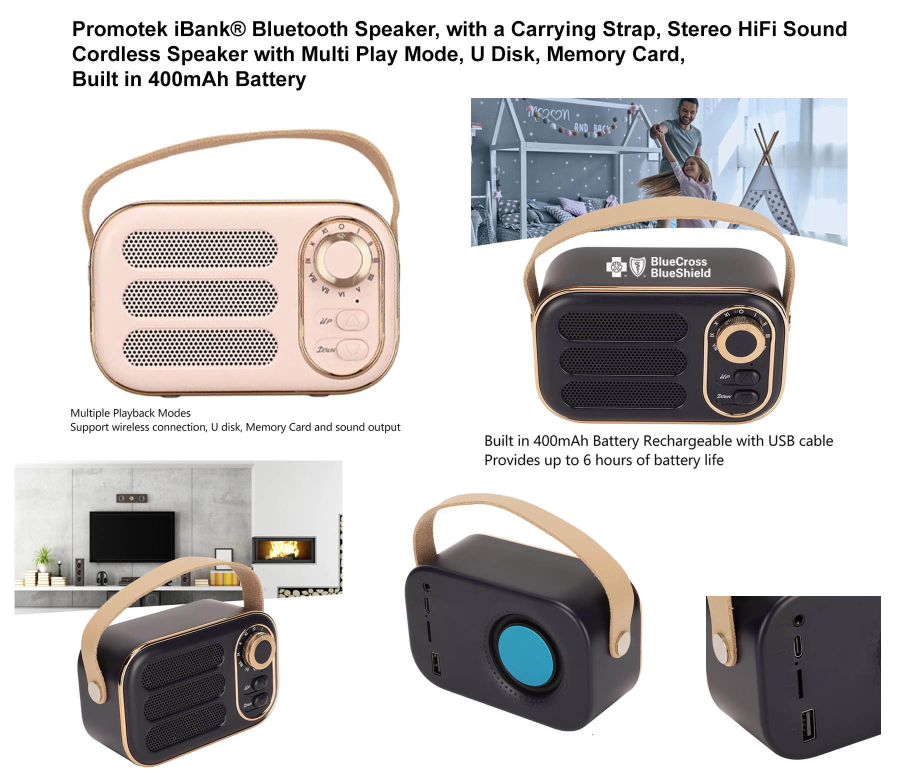 iBank ® Retro Vintage Mini Bluetooth Speaker with Carrying Strap 1