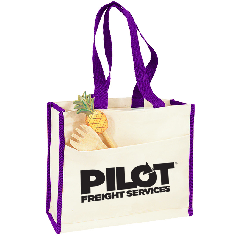 Canvas Gusset Tote w/Colored Handles 6