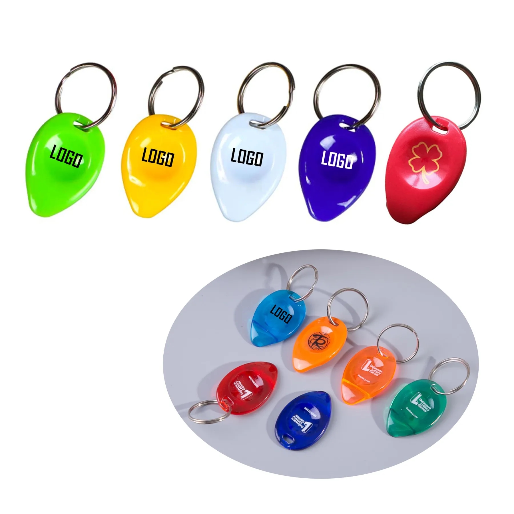 Plastic Tear Drop Shaped Lottery scratcher With Key Chain 3
