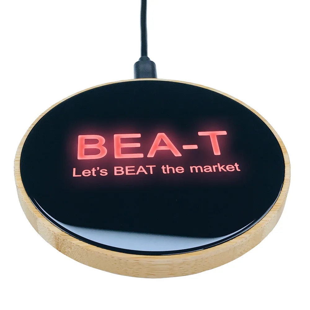 Light Up Bamboo Wireless Charger 3