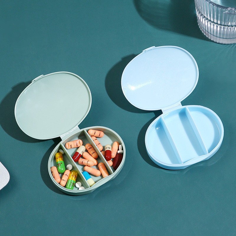 Oval 3 Compartments Portable Pill Box 8
