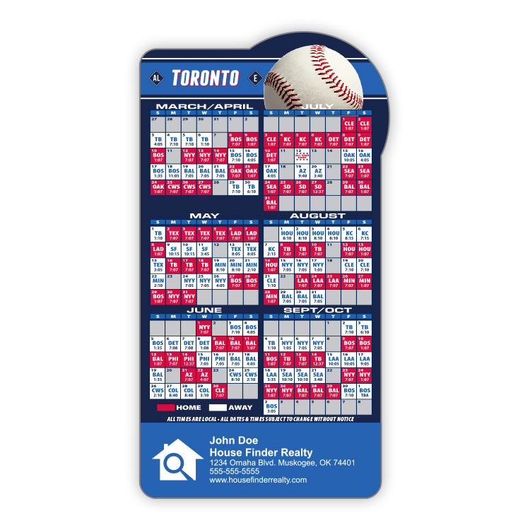 Magnet Sport Schedules - Baseball Shape (3.875x7.25) - 20 mil. 3