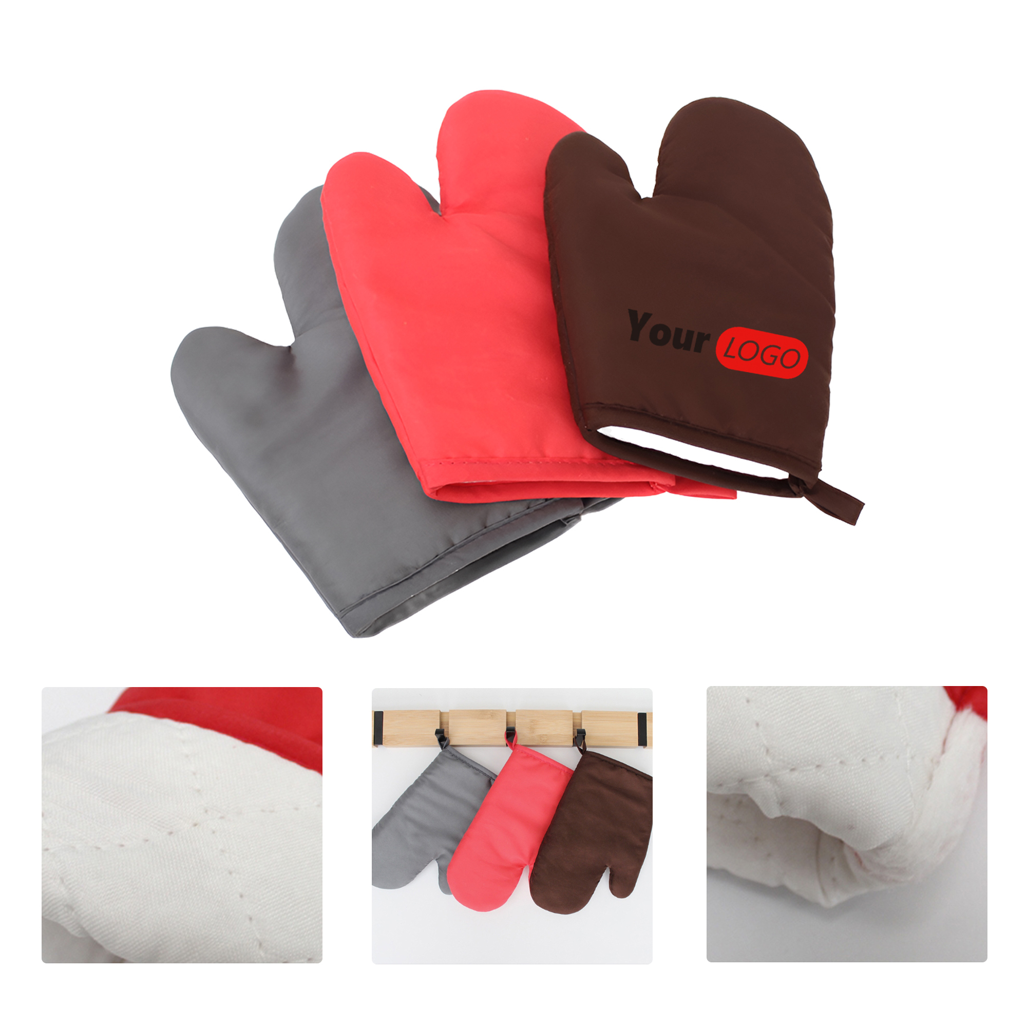 MOQ50 Custom Heat Resistant Oven Gloves With Logo 2