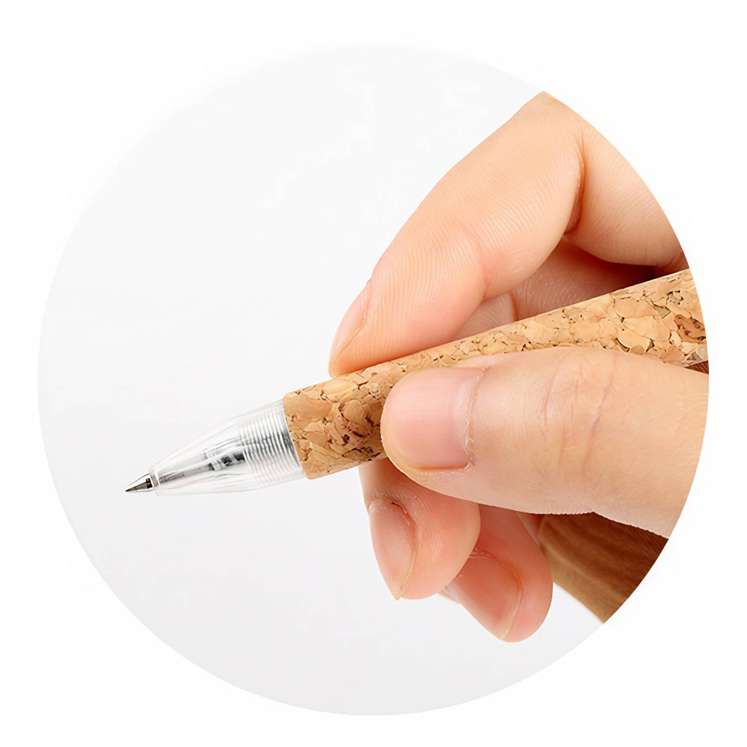 Retractable Eco-Friendly Cork Barrel Ballpoint Pen 5
