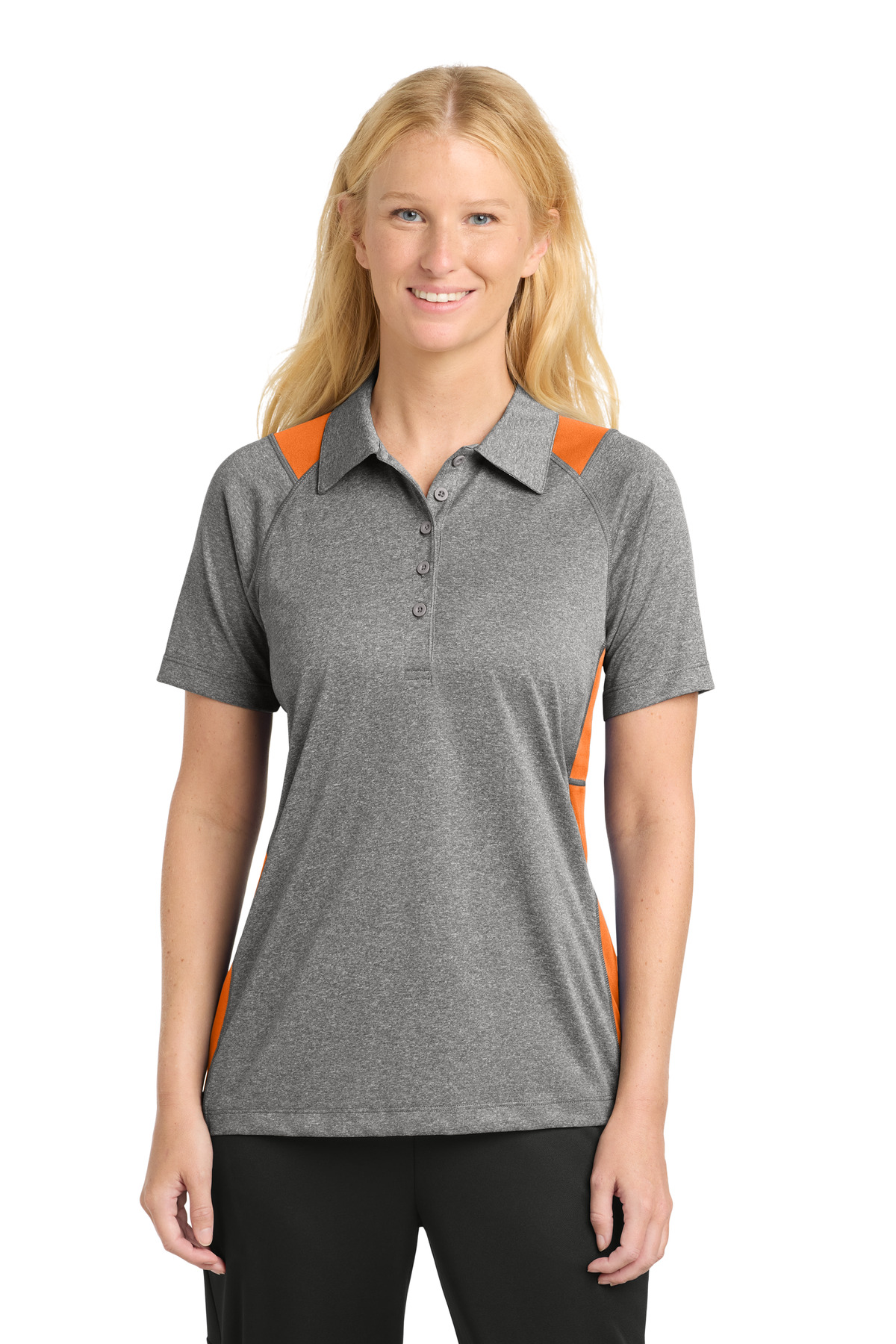 Sport-Tek Women's Heather Colorblock Contender Polo. LST665 44