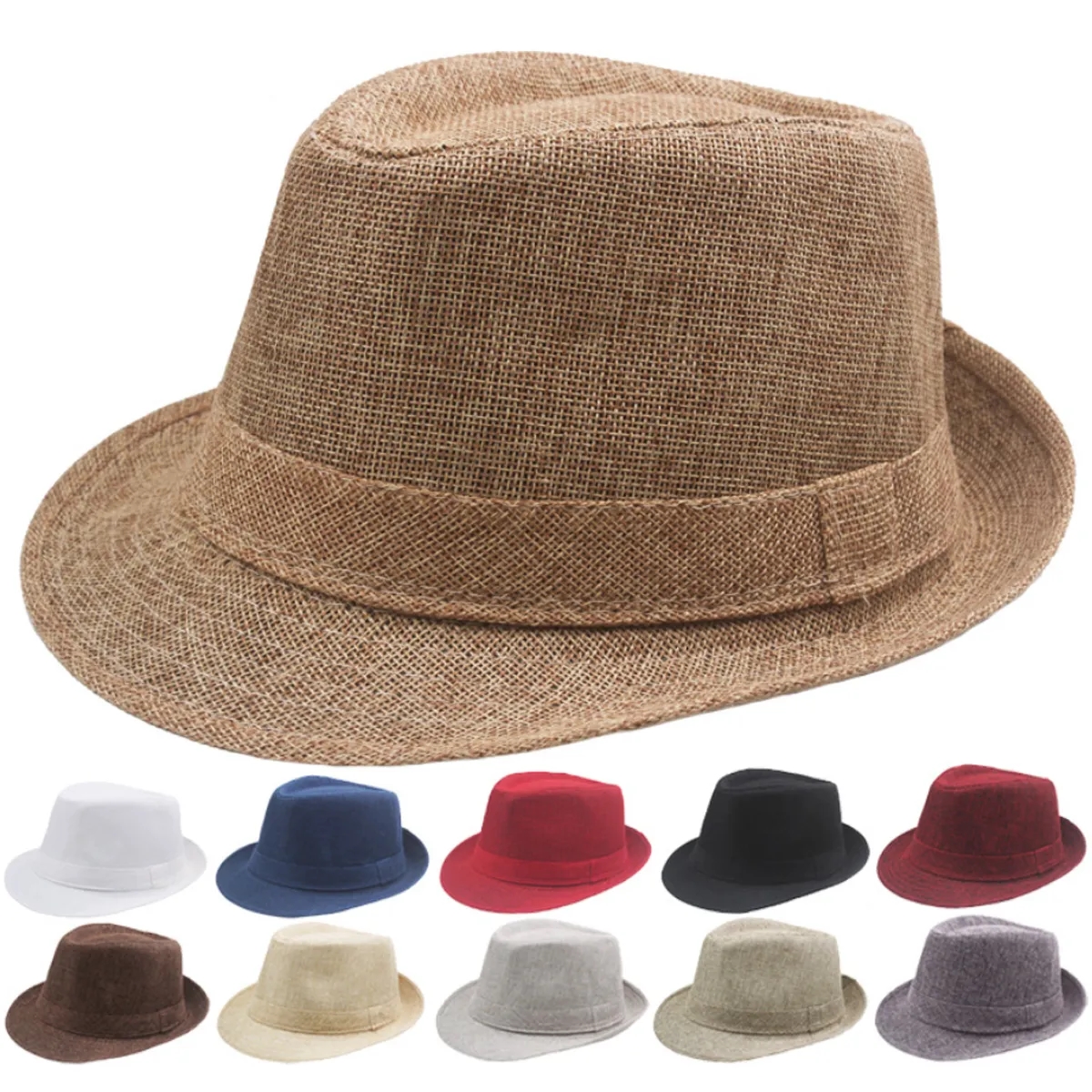 Short Brim Fedora Classic Summer Beach Sun Hat Panama Cap 4