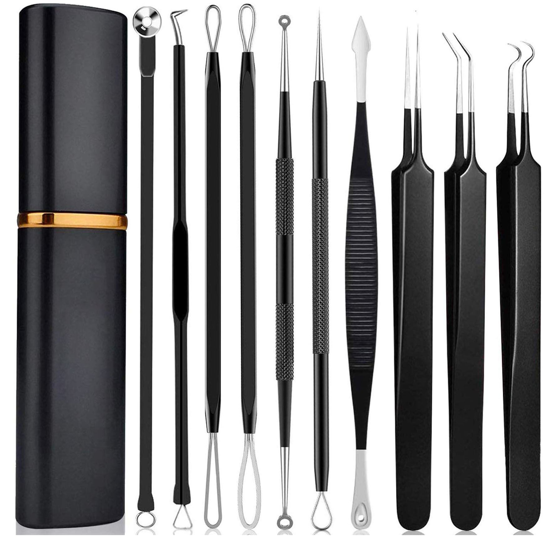 10 Pcs Blackhead Remover Comedone Extractor Kit with Metal Case