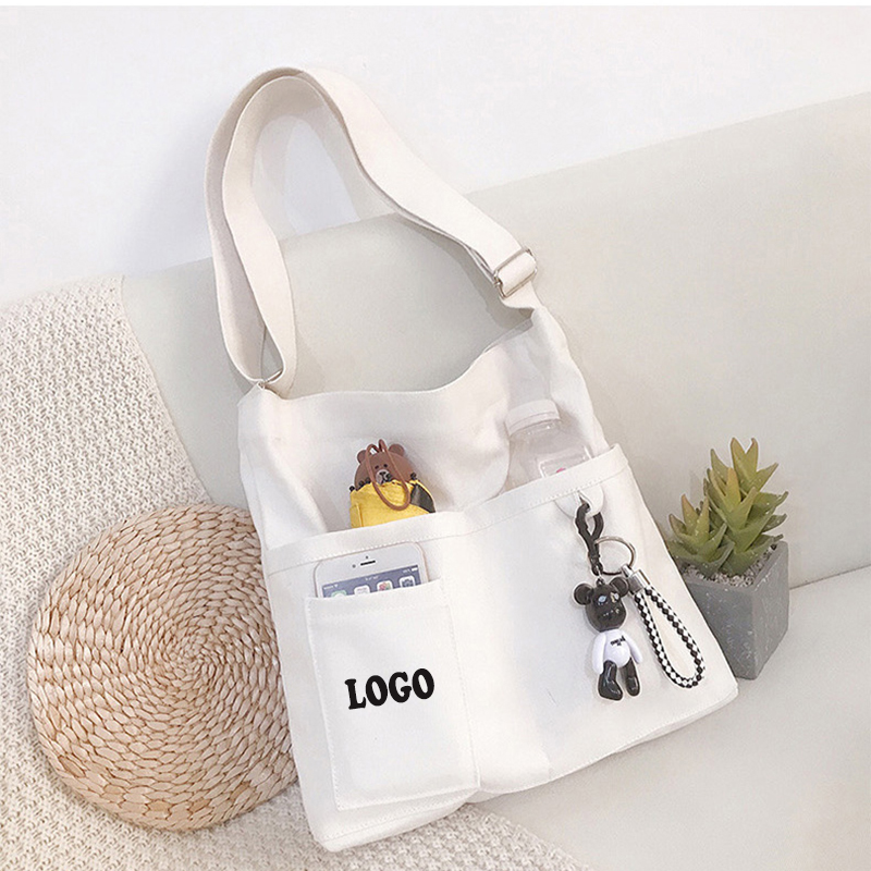 Reusable Canvas Tote Bag w/3 External Pocket 3