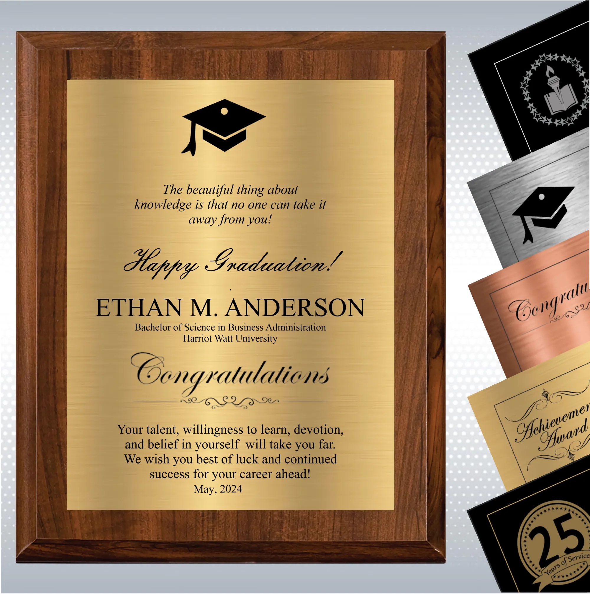 Cherry Finish Graduation Gift Plaque Award 19