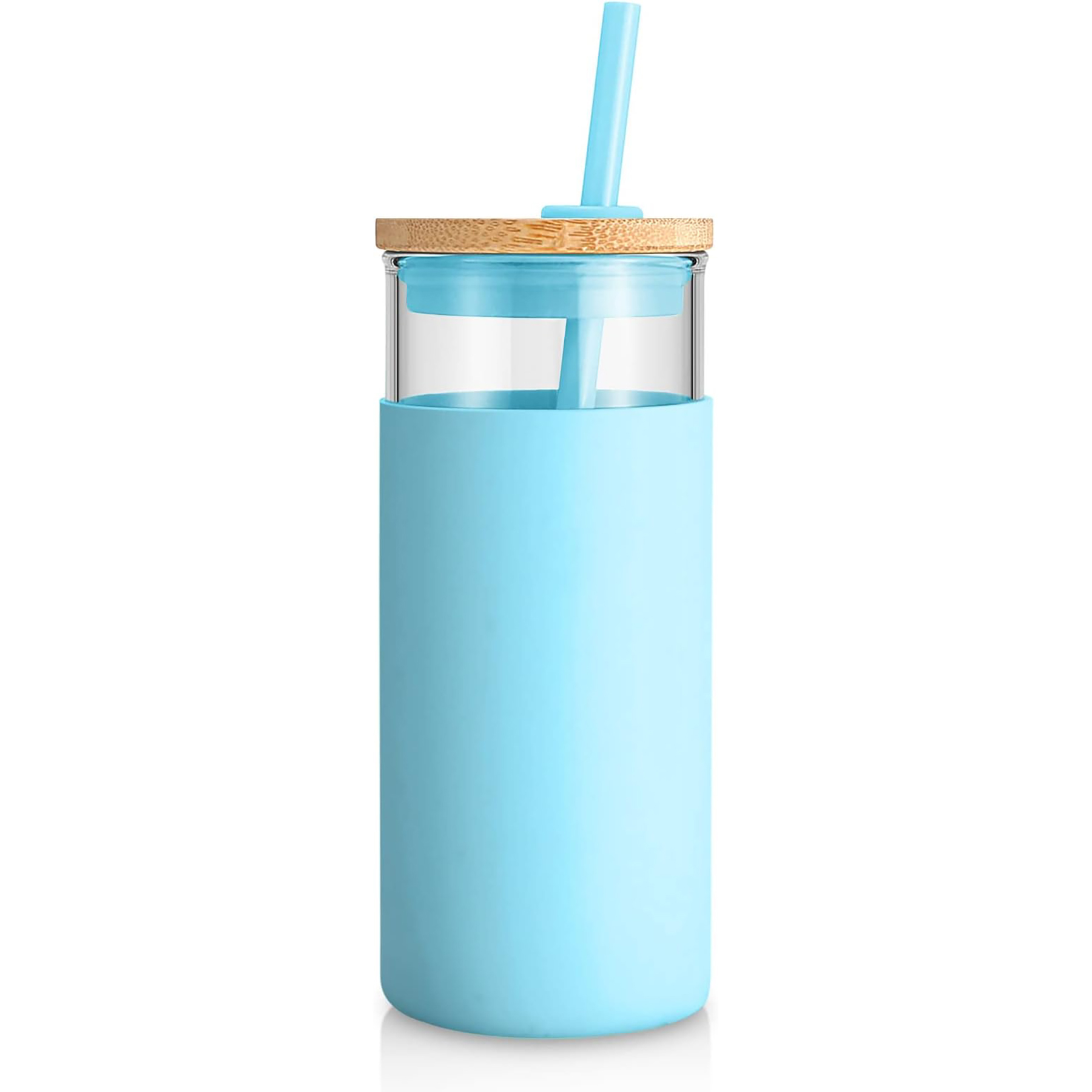 20 Oz Glass with Bamboo Lid and Straw 20