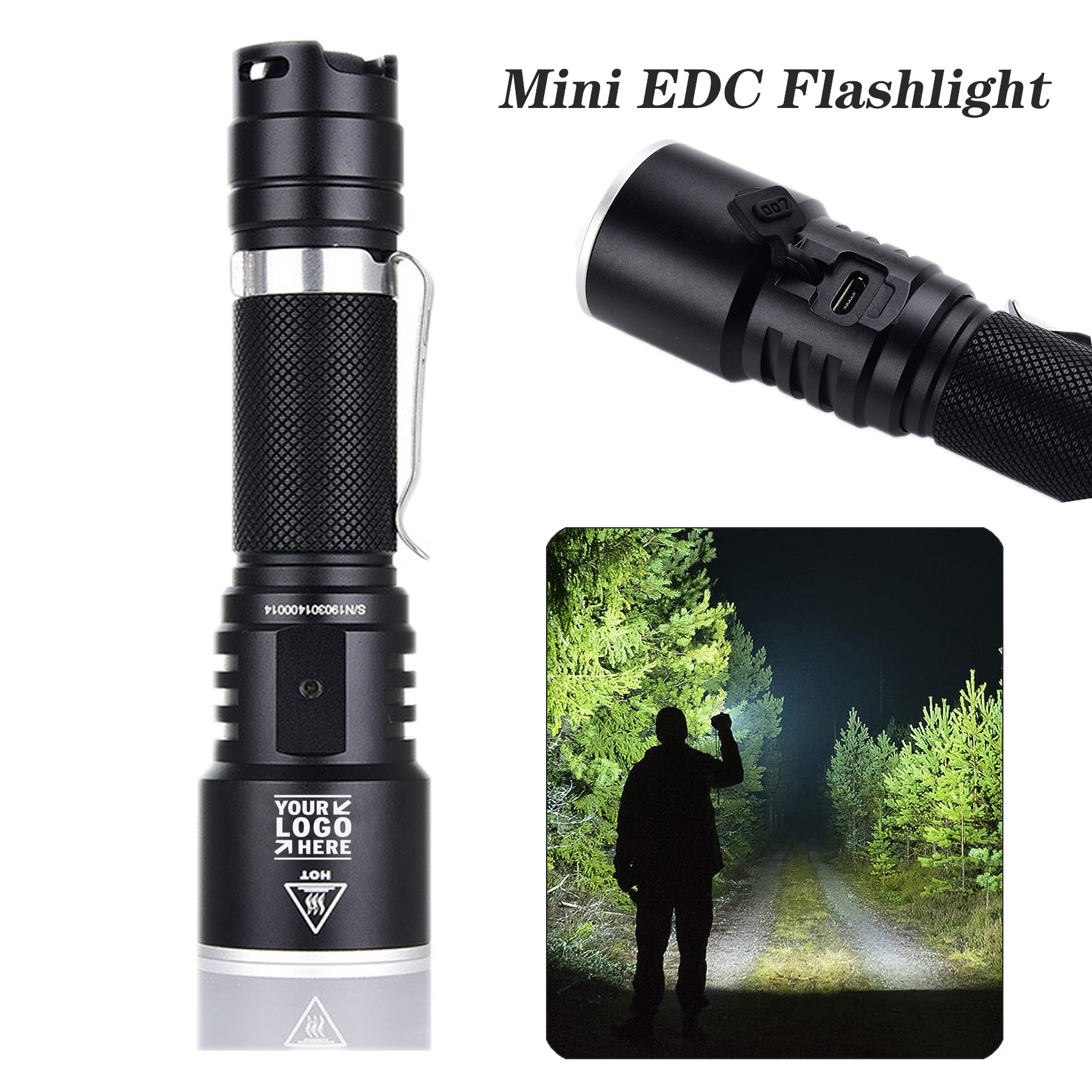 Rechargeable Mini EDC WK15 1800 High Lumen Super Bright Pocket Powerful LED Type C Flashlight
