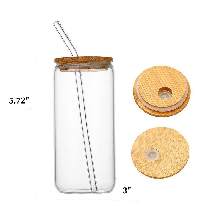Glass Water/Juice/Coffe/Tea Bottles/Cups with Lids 6