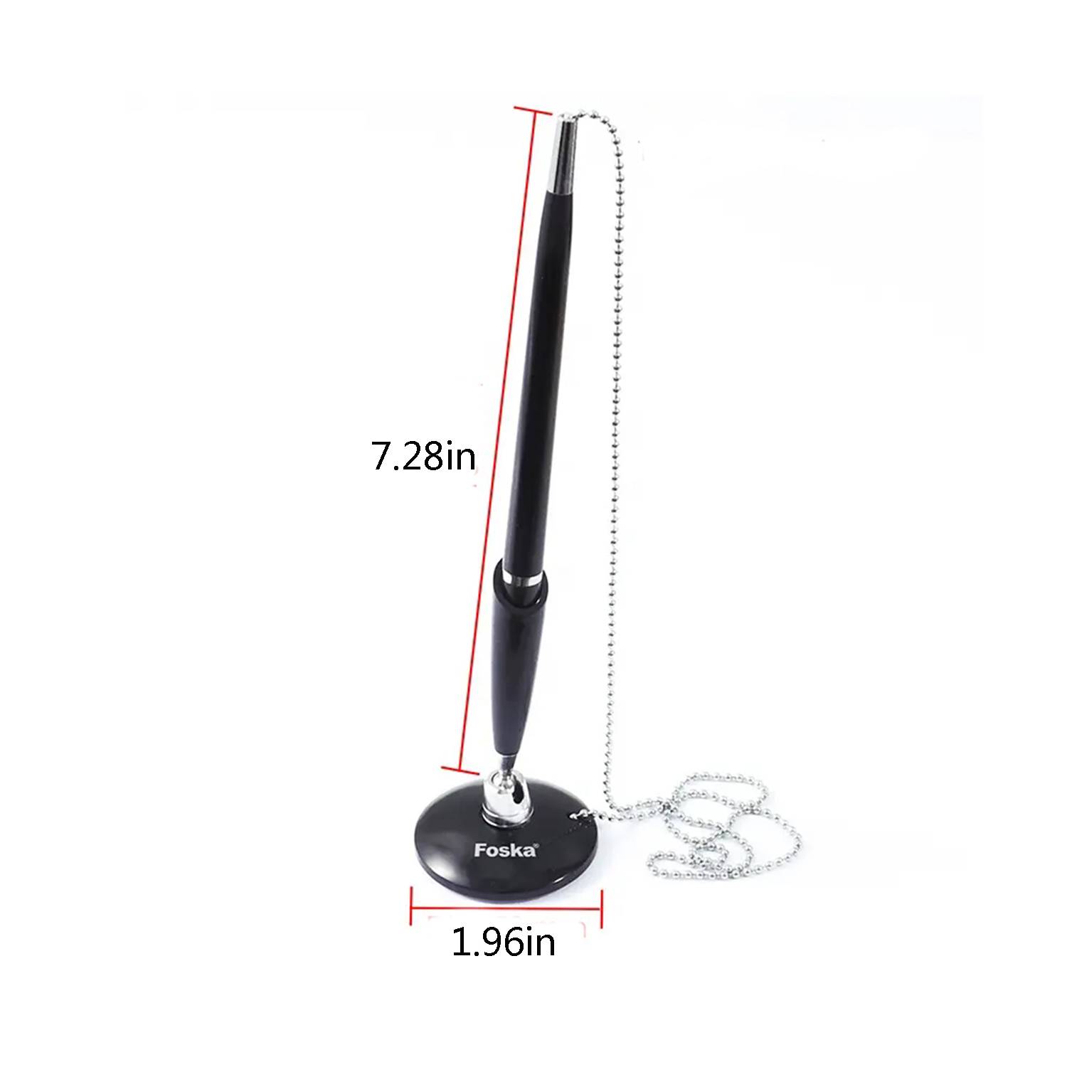 Plastic Ballpoint Pen with Desk Holder Chain 6