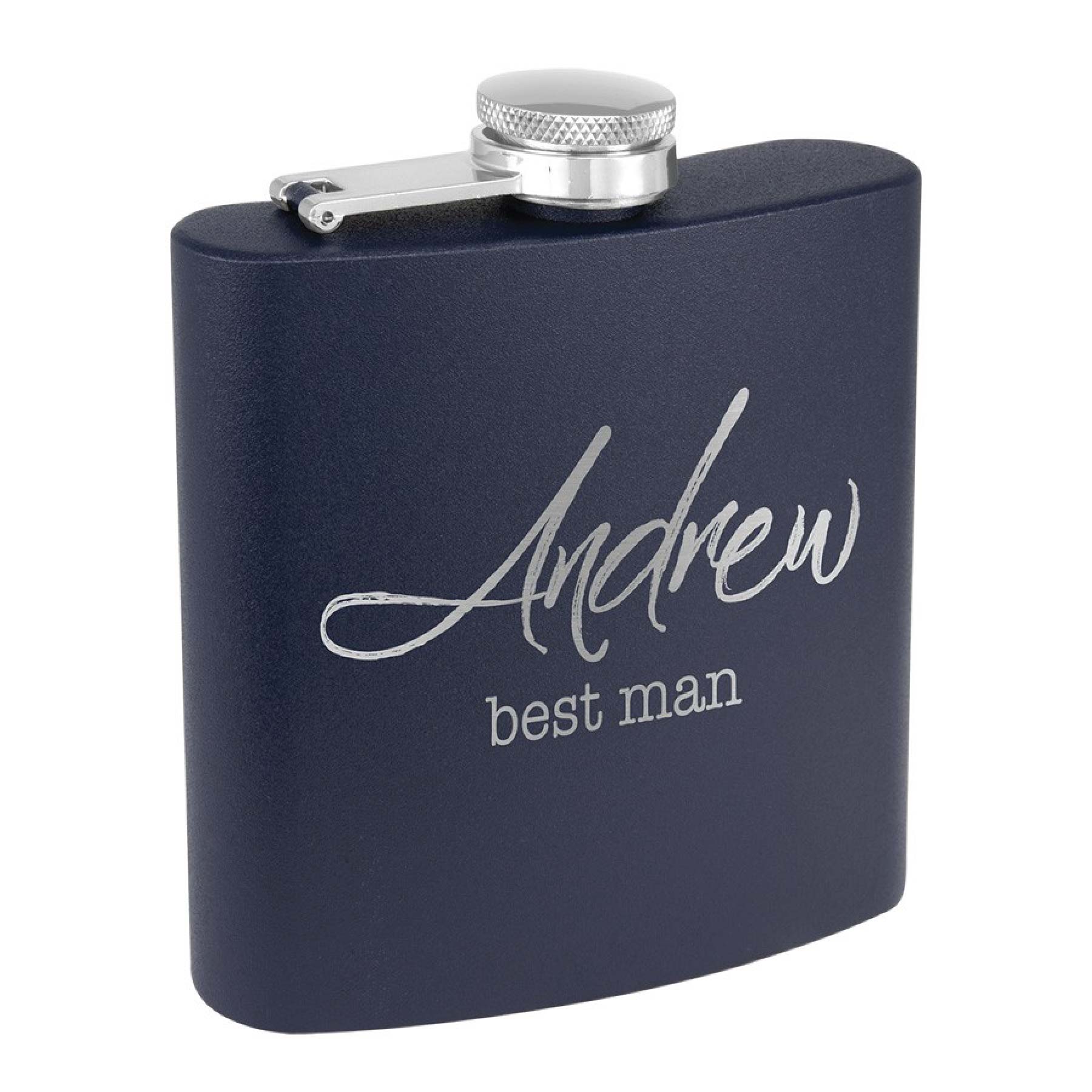 6 Oz. Matte Navy Blue Powder Coated Stainless Steel Flask