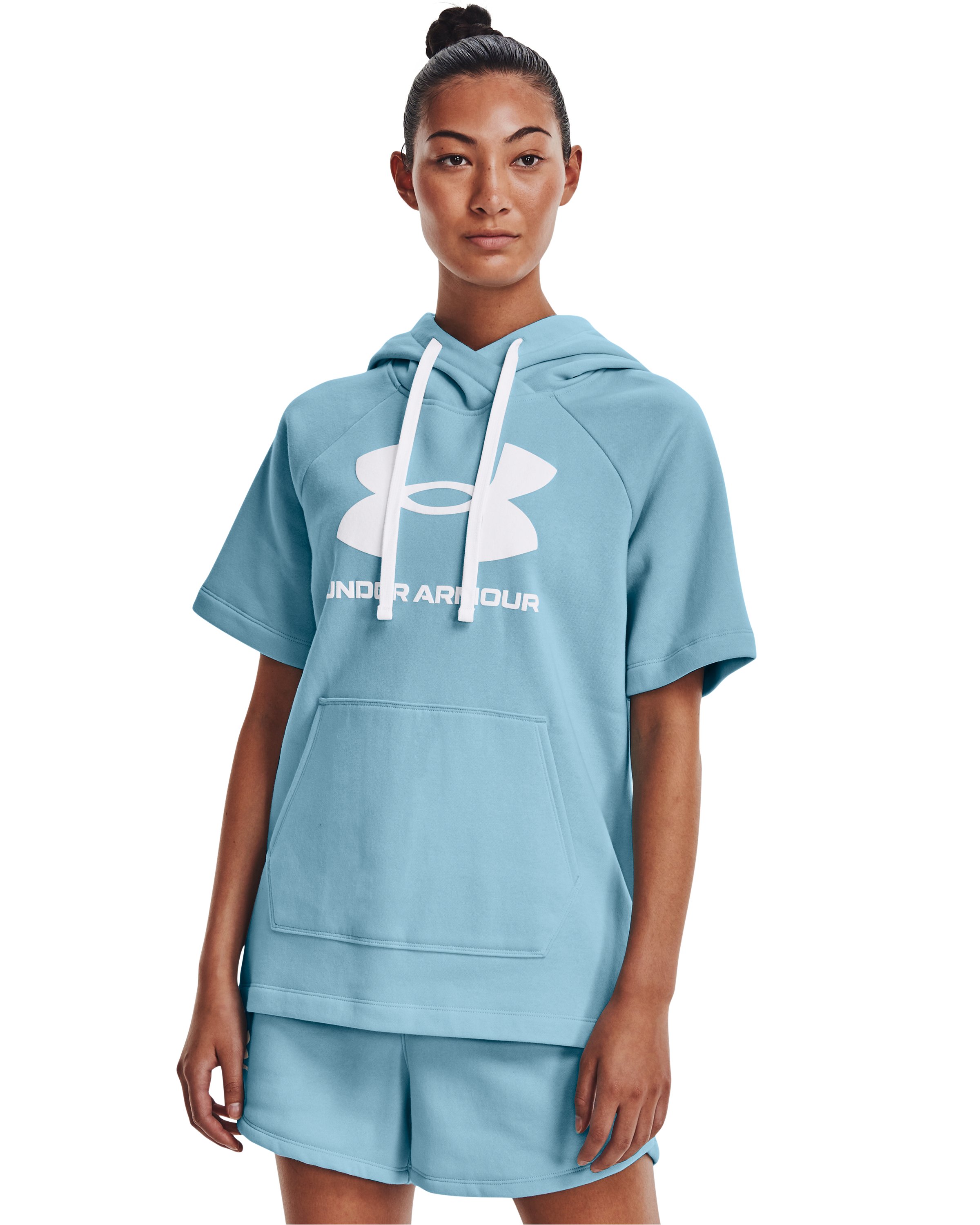 UA Rival Fleece Women's Short Sleeve Hoodie, custom hoodie or sweatshirt with logo imprint 8