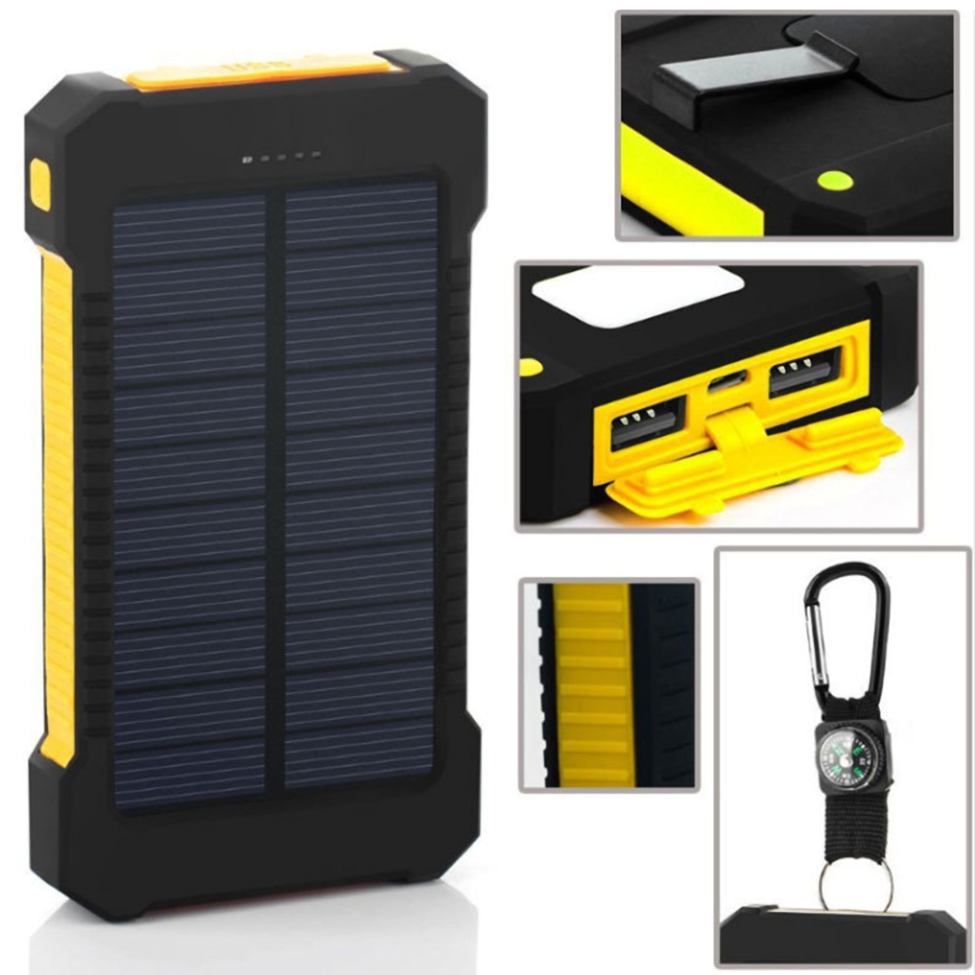 Portable 10000mAh Solar Power Bank w/Dual USB and LED Flashlight 2