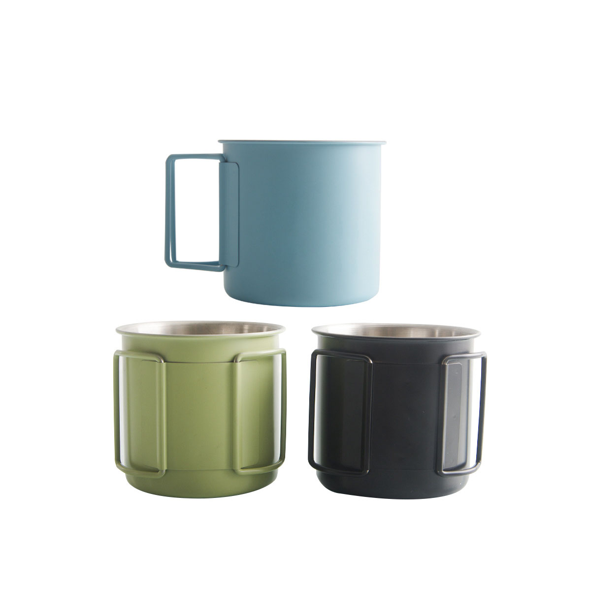 12.2, 16.9 Oz Stainless Steel Camping Foldable Handle Mugs 2