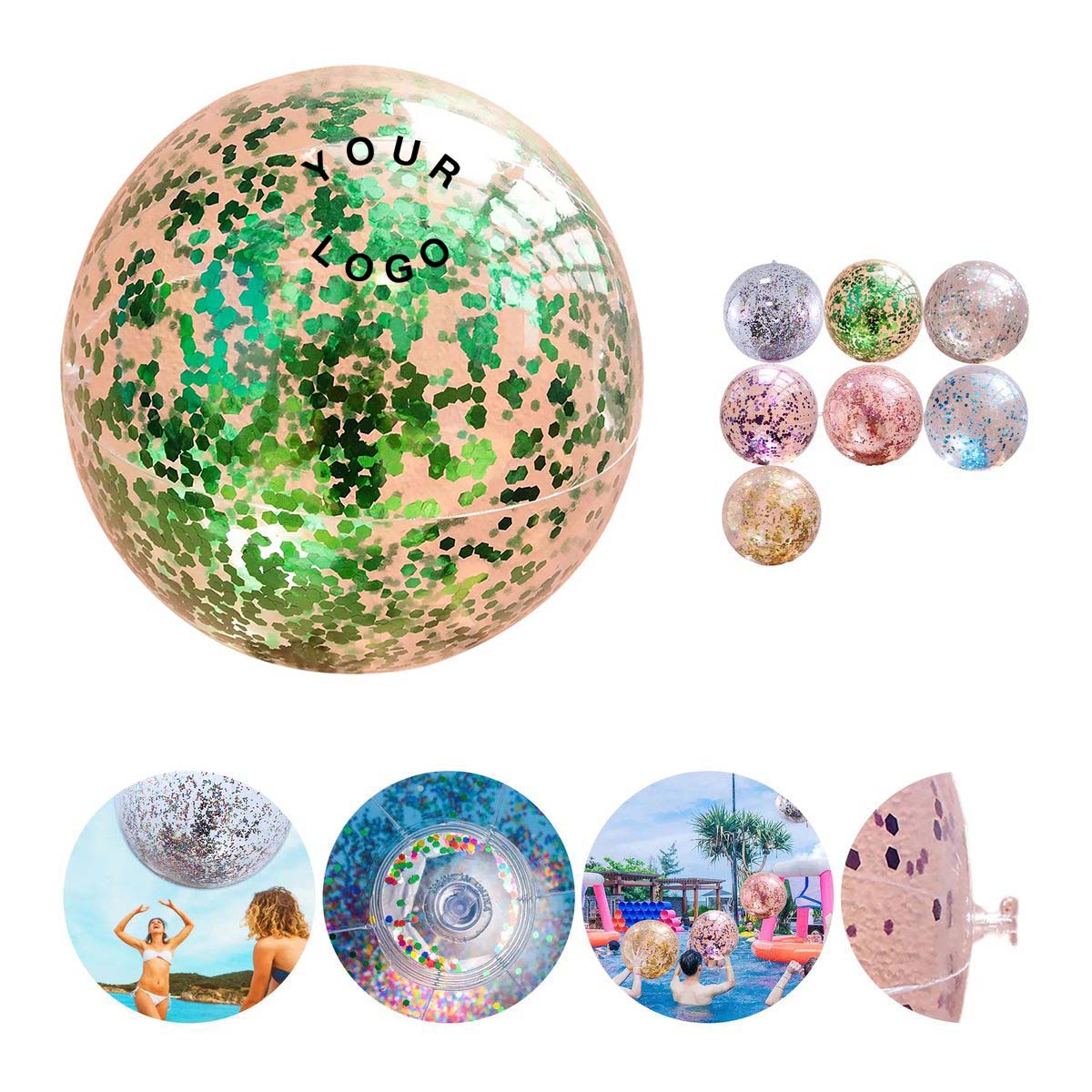 PVC Glitter Beach Ball Lightweight Durable 2