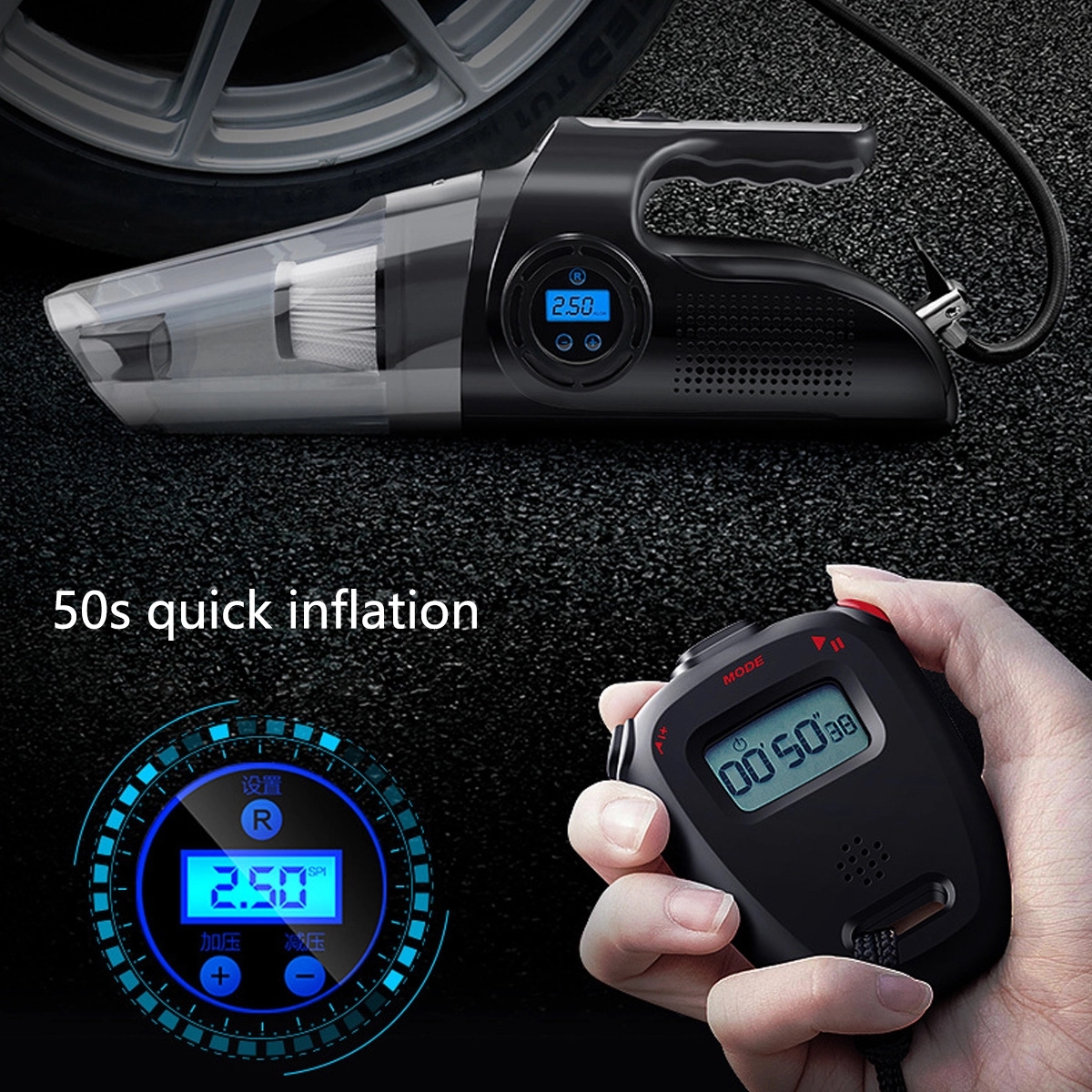 Car Vacuum Cleaner With Digital Air Compressor Pump 5