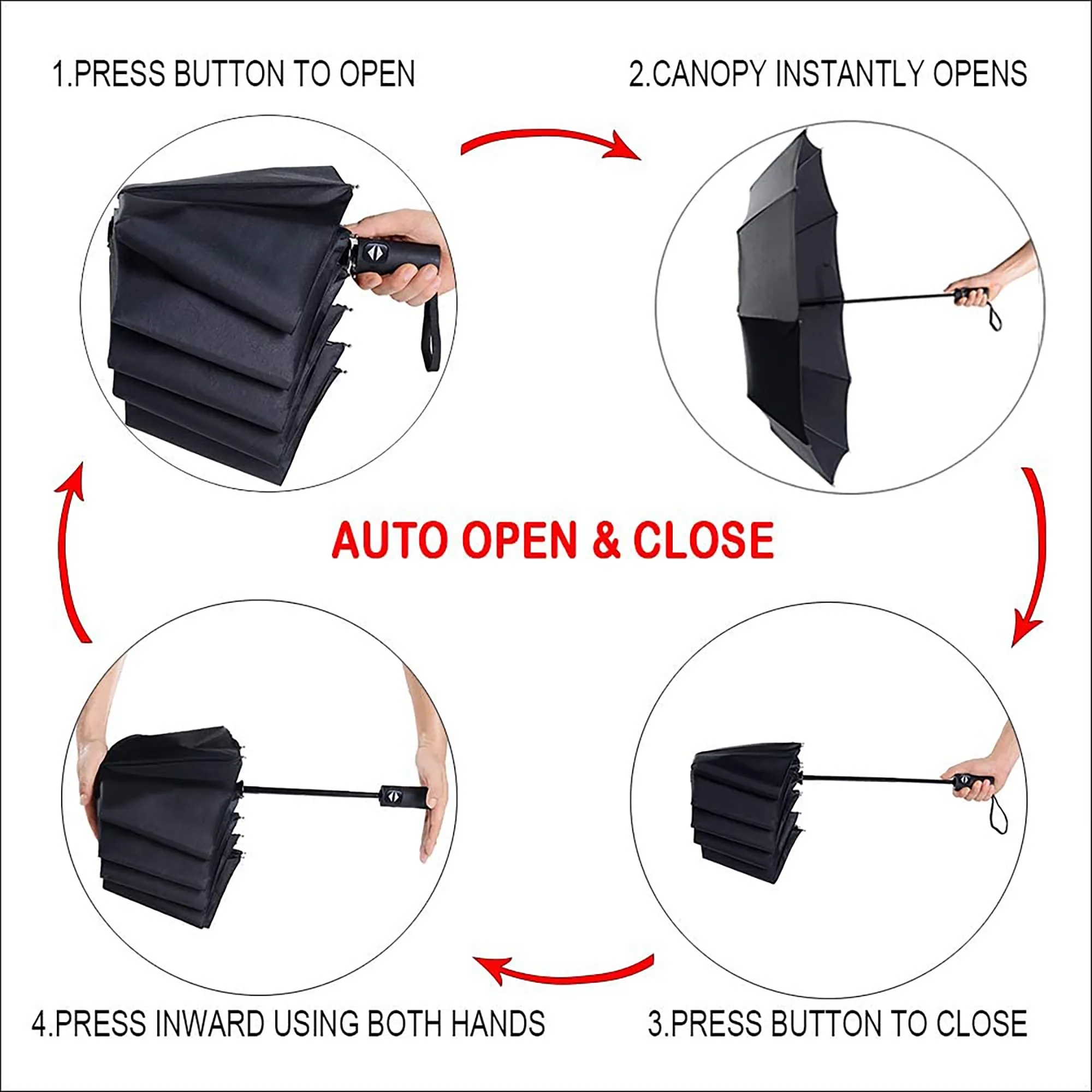 37" Auto Open/Close Folding Umbrella 3