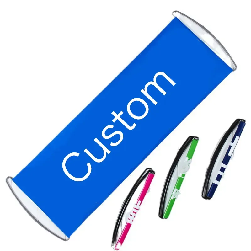 Handheld Roll Up Retractable Hand Pulled Flag Banner 4