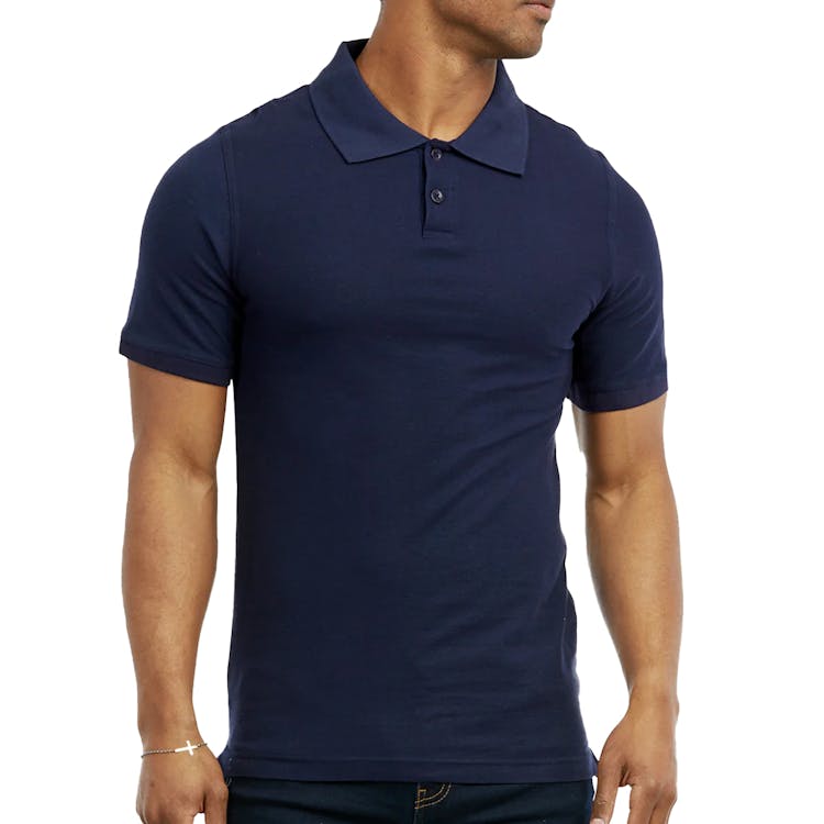 Men's Slim Polo Uniform Shirts - Small Navy 2