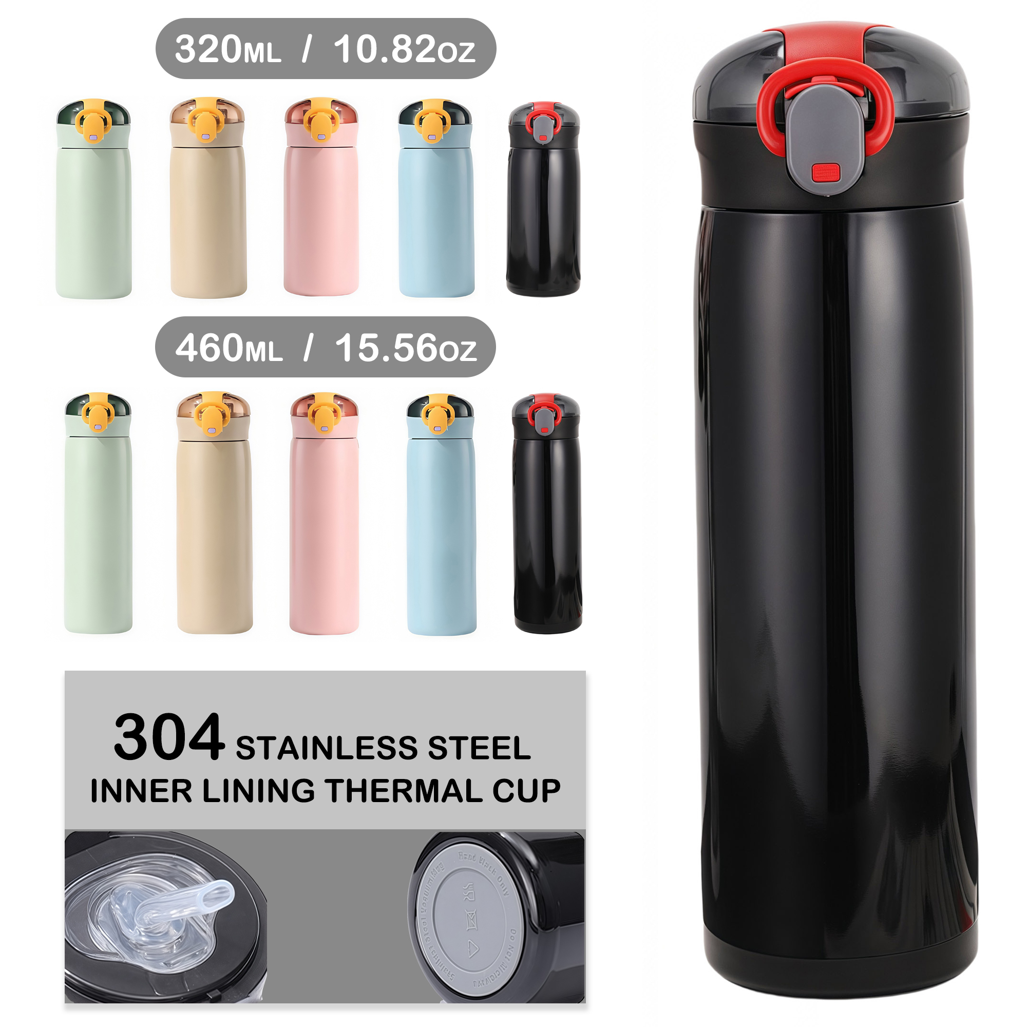 Food-grade multi-functional foldable silicone straw stainless steel thermal cup 2