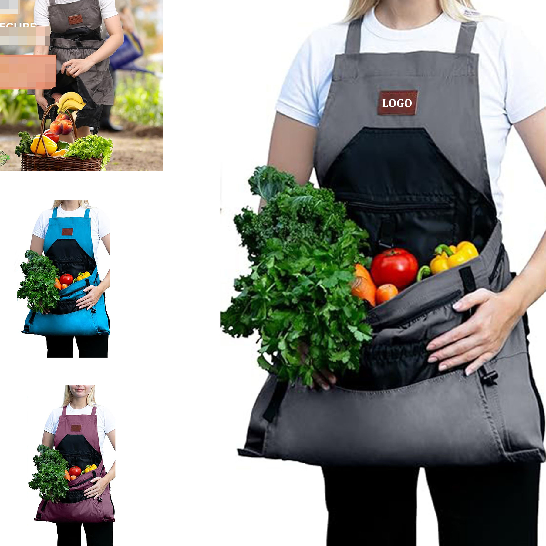 Internal Drawstring Gardening Apron Pocket 2