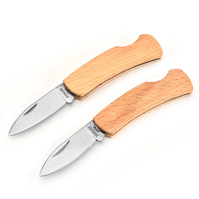 Stainless Steel Folding Pocket Knife with Wooden Handle 5