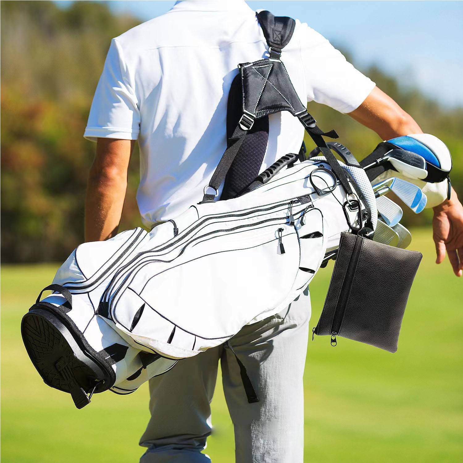 PU leather portable golf bag with hook 3