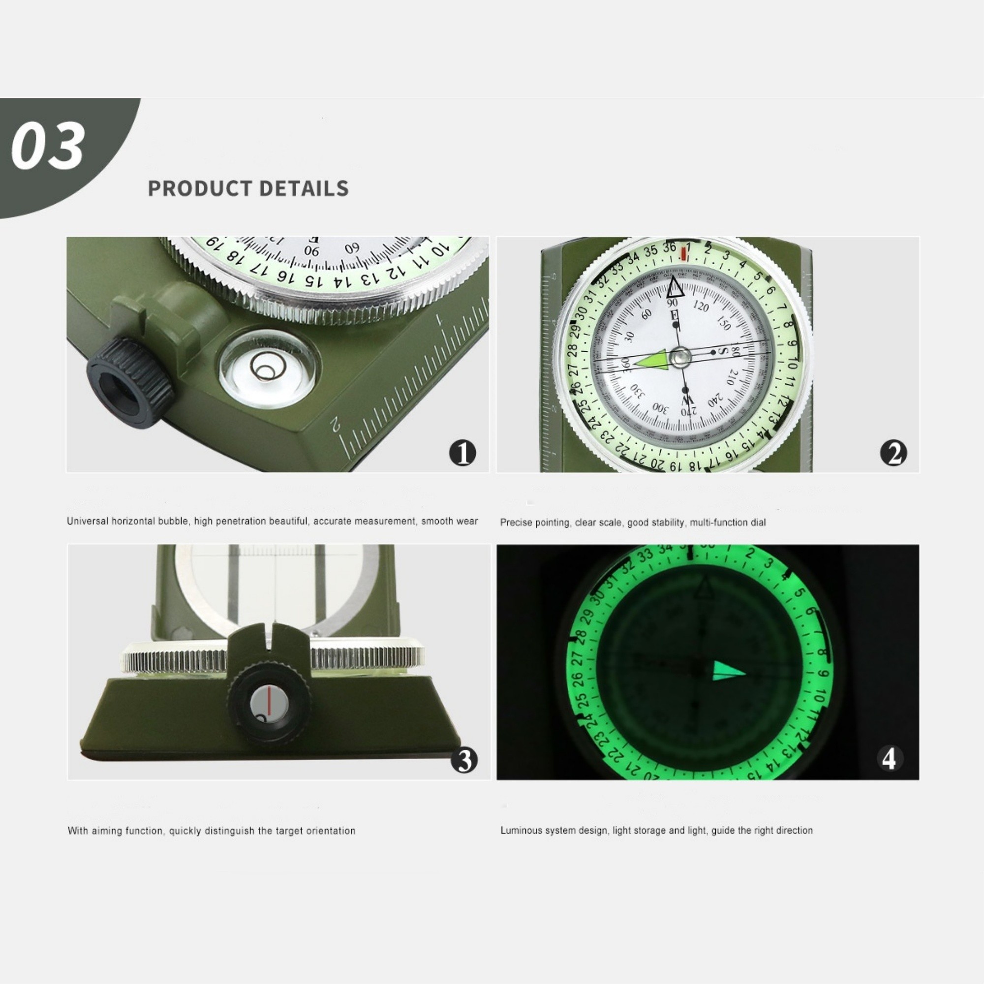 Military Grade Hiking Survival Compass 4