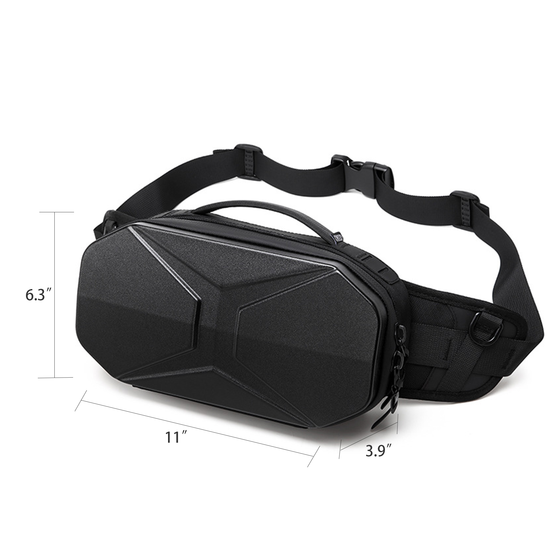 Abs Men's Crossbody Bag with PC Waterproof Hard Case Sports 5
