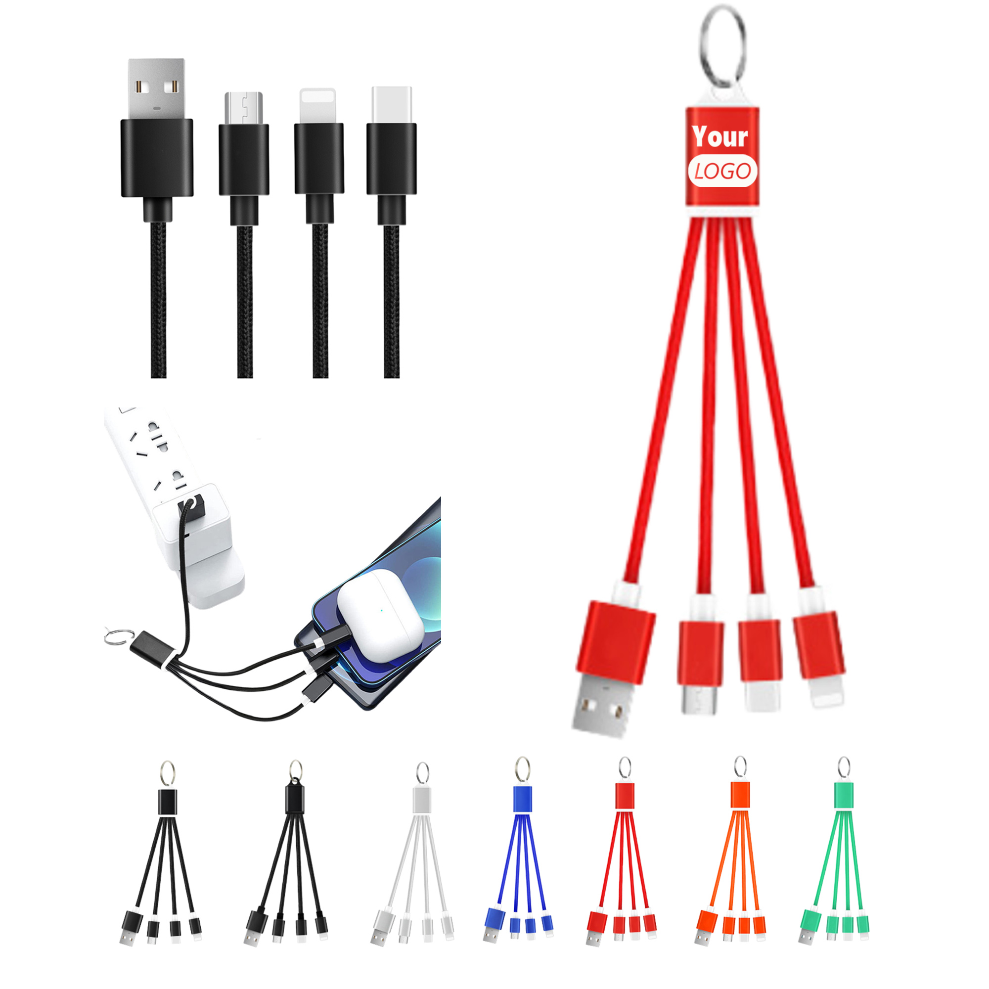Personalized Key Ring Triple-Function ShineCharging Cable 3