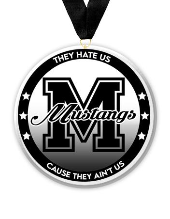 Acrylic Circle Medallions: Mustangs 3" Size, .25" 2