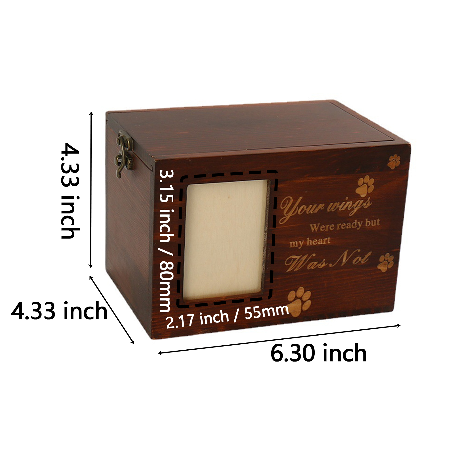 Wooden Pet Urn with Photo Frame for Dog and Cat Ashes 3