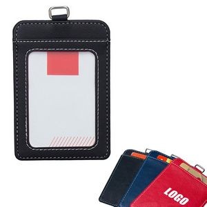 Elegant Portrait Dual Side PU Leather Card Holder With 2 Pockets 13