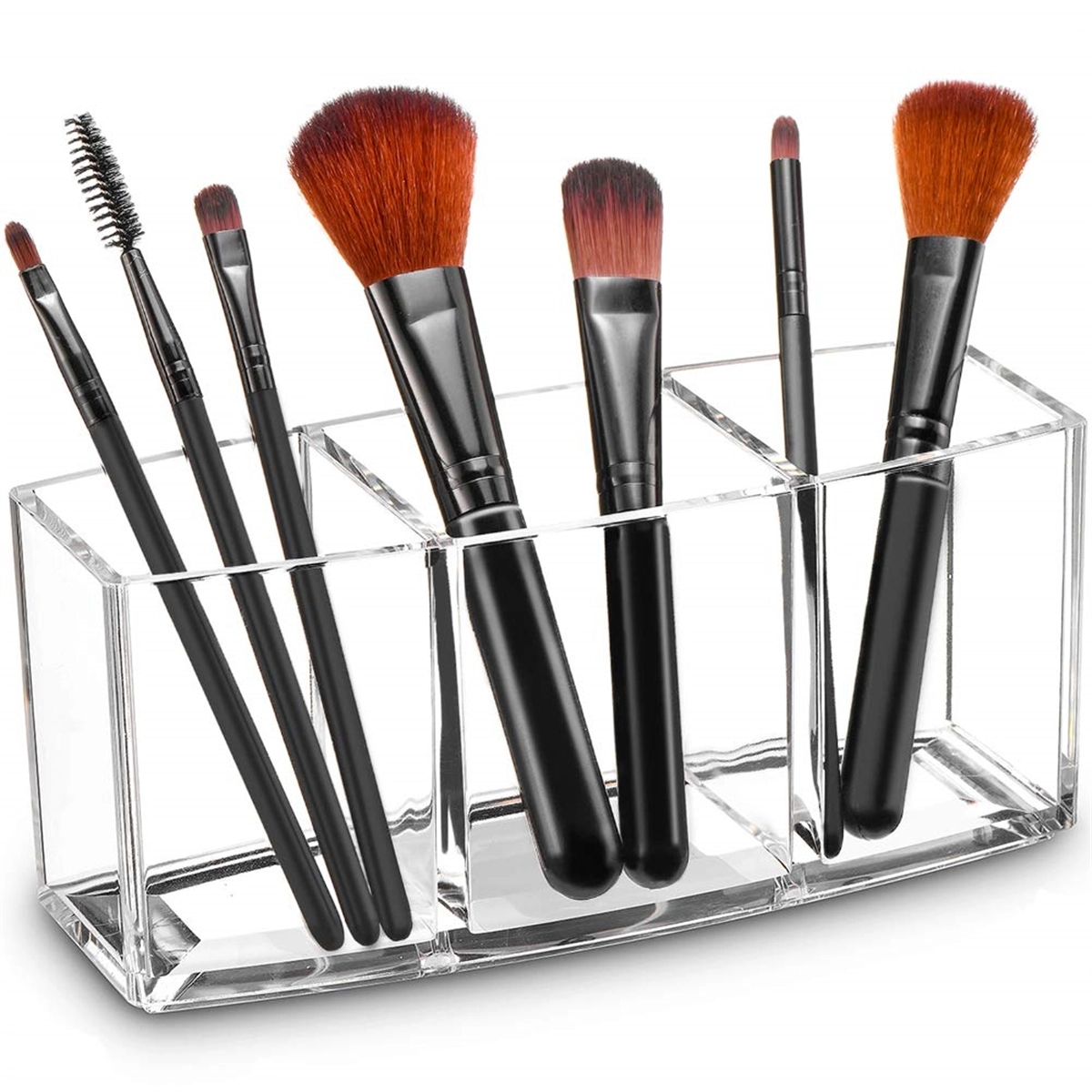 Clear Makeup Brush Holder Organizer with 3 Slots 5