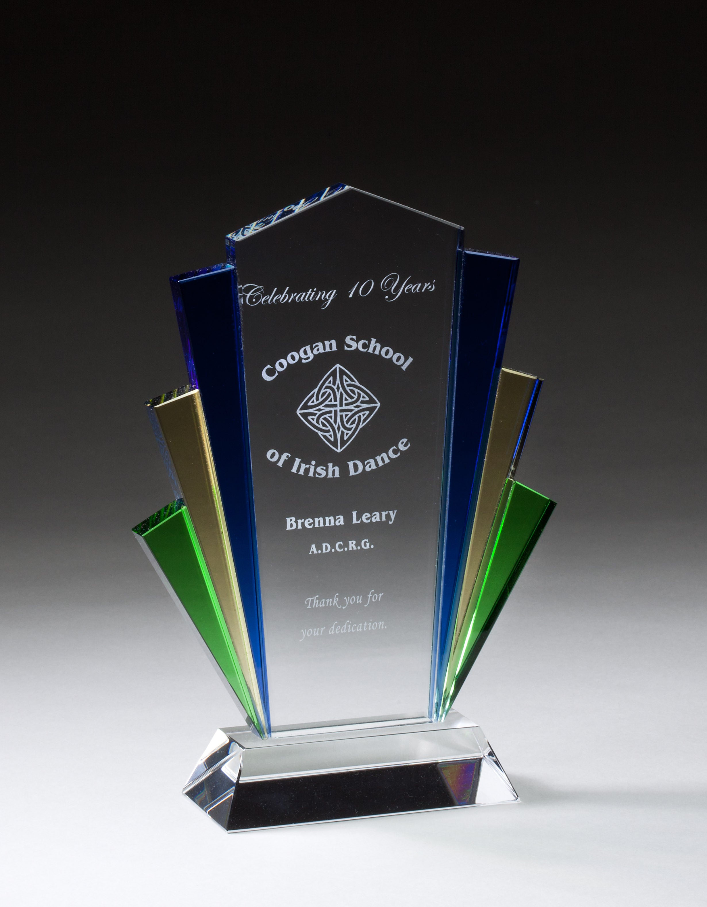 Blue/Gold/Green/Clear Quad-Color Glass Marquee 3